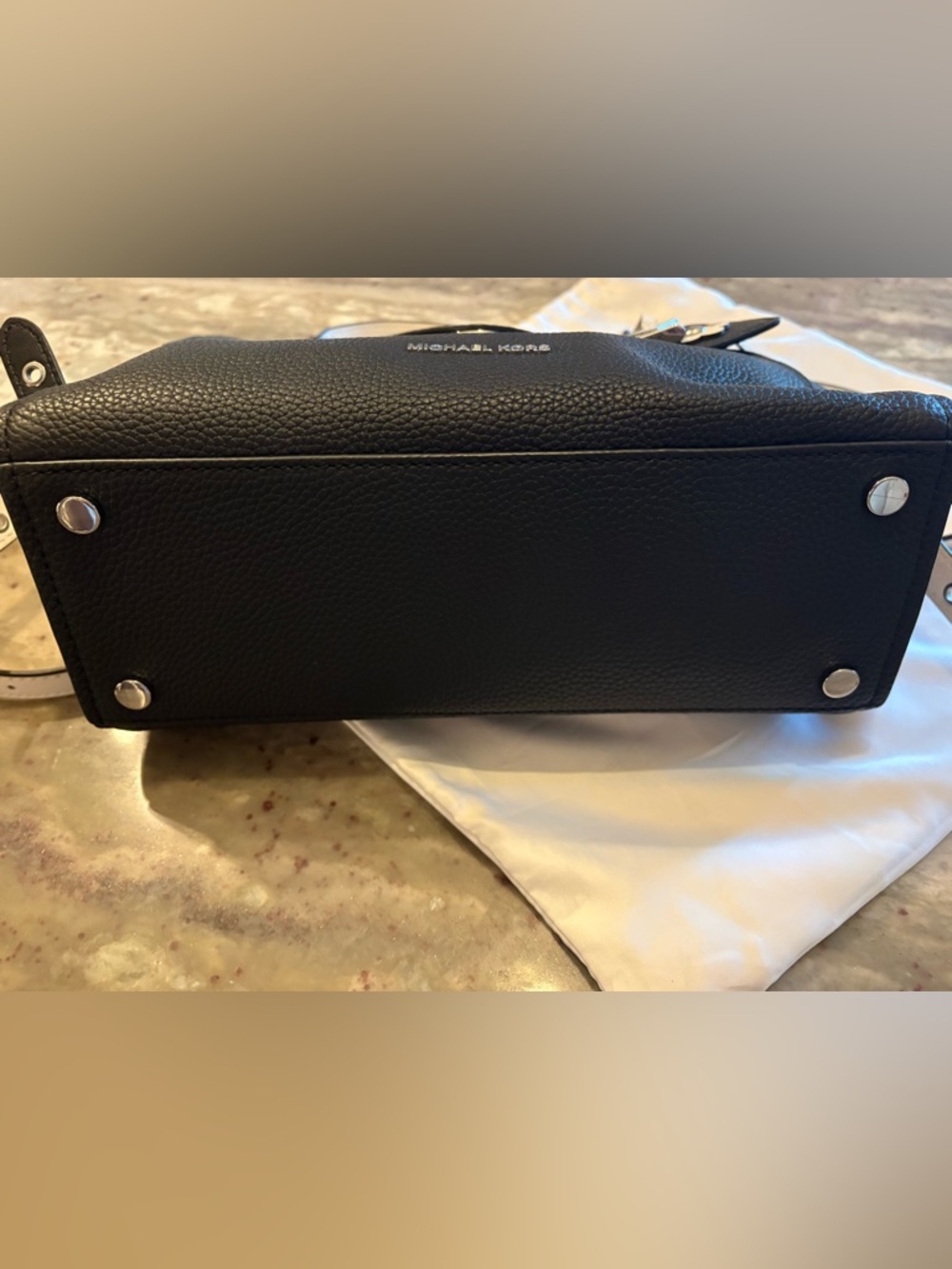 Michael Kors Floral Black and White Pebbled Leather Crossbody - Picture 10 of 14